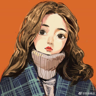 一组女孩人物插画头像，可procreate可水彩可水粉