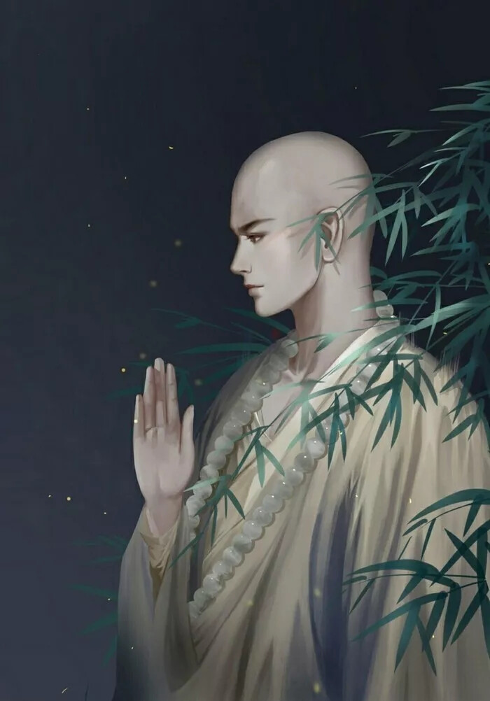 古风和尚插画 | 花开生两面，人生佛魔间
