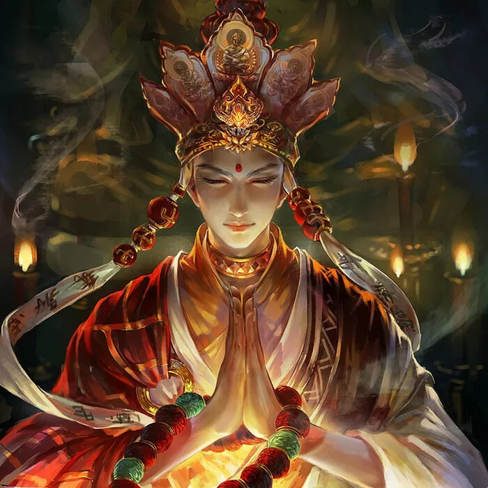 古风和尚插画 | 花开生两面，人生佛魔间 - 堆糖，美图壁纸兴趣社区