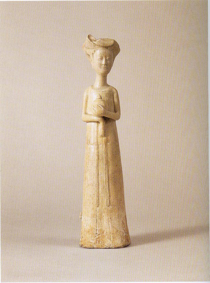 白釉捧罐陶女佣 隋