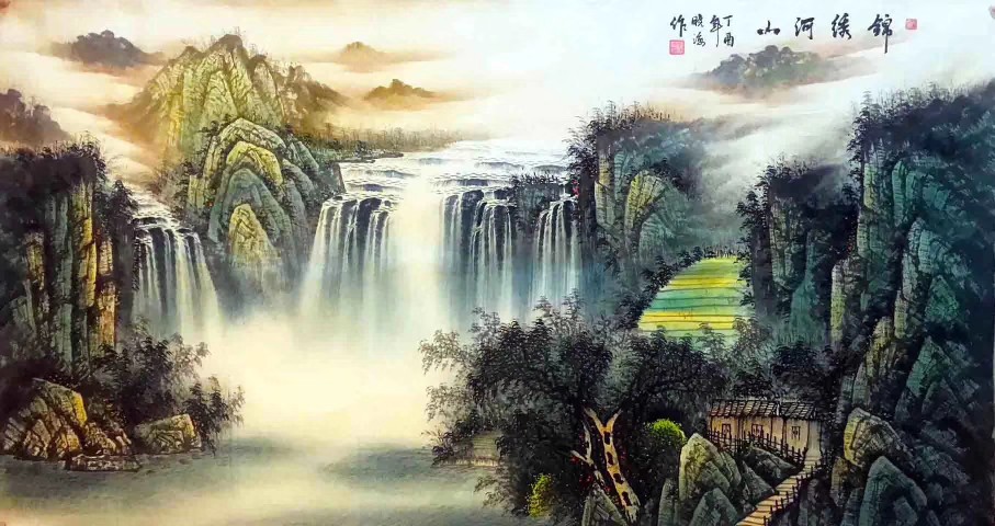 李晓海老师作品 《锦绣河山》
现任广西美协会员，尺寸180X100厘米