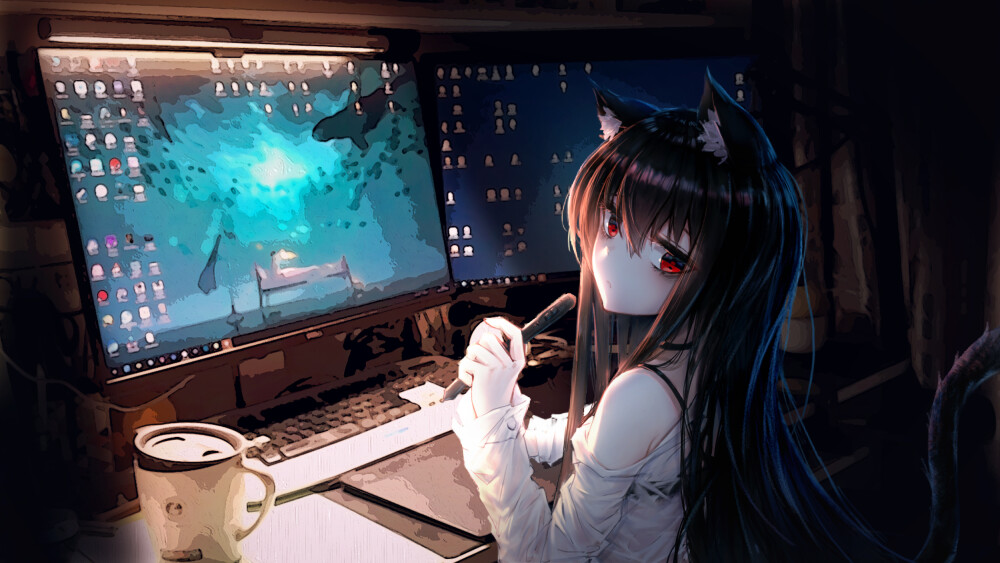 猫耳娘 绘师：醒爷（p id=7660686） 本作品id=77478314