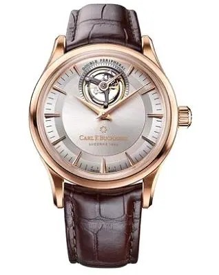 宝齐莱（Carl F. Bucherer）腕表“传承系列双”外缘陀飞轮腕表限量款
型号： 00.10802.03.13.01
机芯: 自制CFB T3000自动上链机芯，瑞士官方天文台（COSC）认证，直径 36.5 毫米，厚度 4.60 毫米，32石，动力储存65 小时，手工雕刻18K白金夹板，22K玫瑰金摆陀
功能： 小时、分钟、陀飞轮、停秒功能
表壳： 玫瑰金，防水深度 30 米（3 atm），直径 42.50 毫米，厚度 11.90 毫米
表盘：银色，太阳放射纹，环形装饰圈，镀玫瑰金时标
表带：深棕色手缝路易斯安纳鳄鱼皮表带，18K玫瑰金针式折叠扣
限量： 88枚