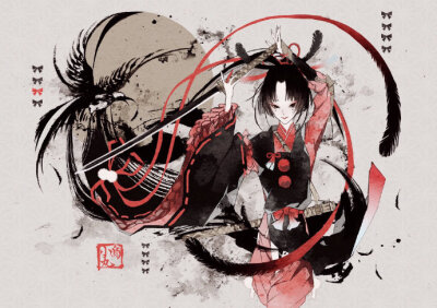 刀剑乱舞 | 这组水墨风的刀剑男士太好看了( ω ) （twi：o__peke） 