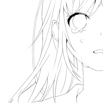 人物线稿黑白动漫素材手绘插画绘画