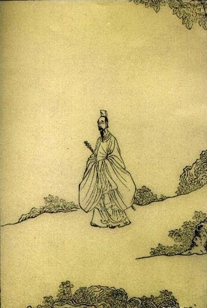 陈洪绶（1598年—1652年）绘制《屈子行吟图》
屈原（约公元前340—公元前278年），中国战国时期楚国诗人、政治家。出生于楚国丹阳秭归（今湖北宜昌）。芈姓，屈氏，名平，字原；又自云名正则，字灵均。楚武王熊通之子屈瑕的后代。少年时受过良好的教育，博闻强识，志向远大。早年受楚怀王信任，任左徒、三闾大夫，兼管内政外交大事。 提倡“美政”，主张对内举贤任能，修明法度，对外力主联齐抗秦。因遭贵族排挤诽谤，被先后流放至汉北和沅湘流域。楚国郢都被秦军攻破后，自沉于汨罗江，以身殉国。