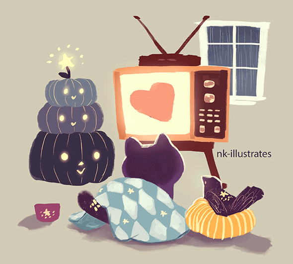 猫咪 插画 动态 画师Nadia Kim作品