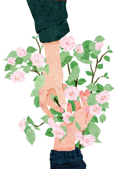 hand in hand ~ 清新插画 By_ xuan loc xuan