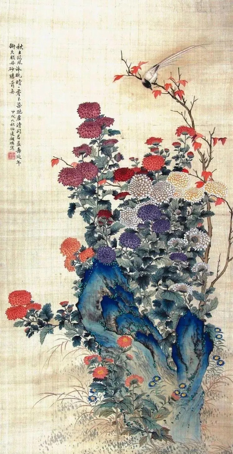 擅长画菊的殿堂级画家，与张大千平起平坐，号称“菊王”的顾伯达。