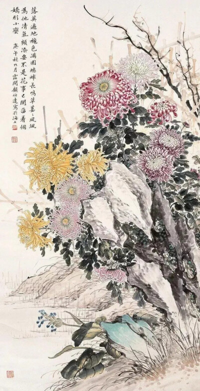 擅长画菊的殿堂级画家，与张大千平起平坐，号称“菊王”的顾伯达。