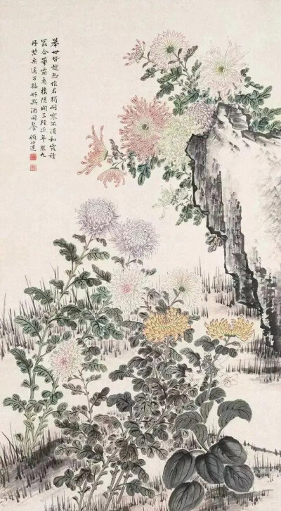 擅长画菊的殿堂级画家，与张大千平起平坐，号称“菊王”的顾伯达。