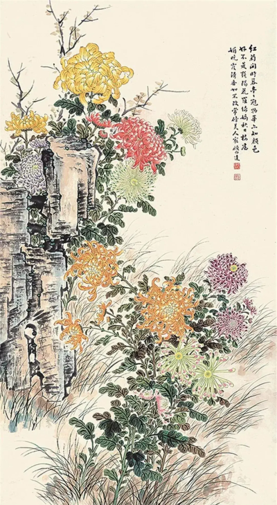 擅长画菊的殿堂级画家，与张大千平起平坐，号称“菊王”的顾伯达。