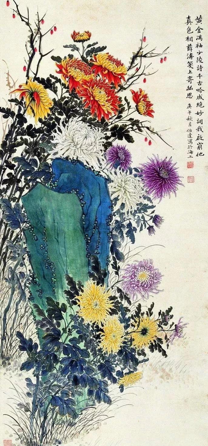 擅长画菊的殿堂级画家，与张大千平起平坐，号称“菊王”的顾伯达。