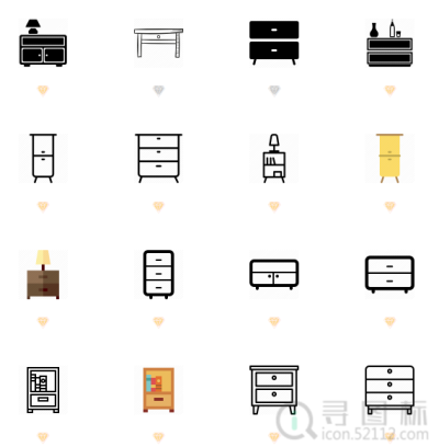 床头柜，家具，木制，图标