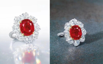 珍稀珠宝鉴赏 缅甸红宝石镶嵌钻石戒指