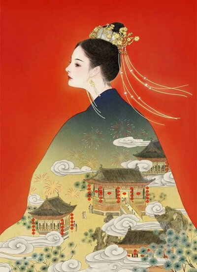 来自杭州的插画师末春，其作品多以女性角色为主，一个个民国风情的女郎，身穿旗袍，面部红润饱满，一头复古波纹发型，凤眼细眉，红唇一抹，顾盼生辉，气质脱俗，让人移不开视线。