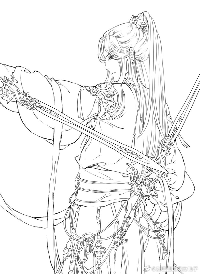  红衣 剑客 线稿＆上色