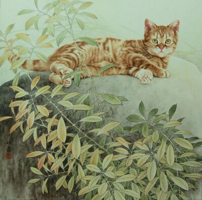 猫咪 工笔画 画家邢诚爱作品