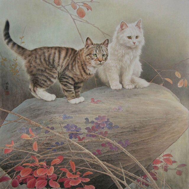 猫咪 工笔画 画家邢诚爱作品