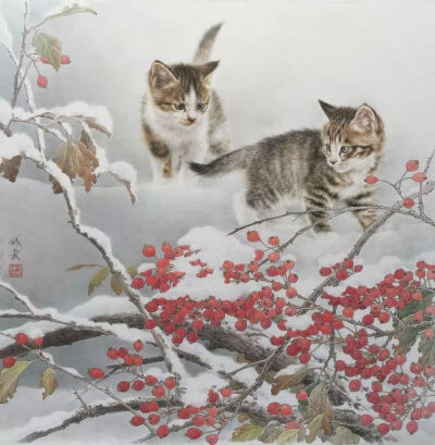 猫咪 工笔画 画家邢诚爱作品