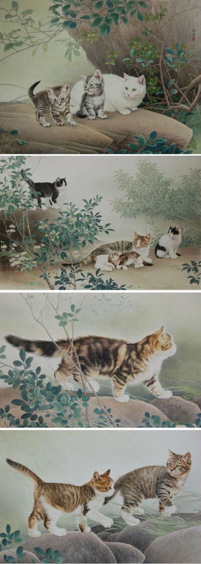 猫咪 工笔画 画家邢诚爱作品