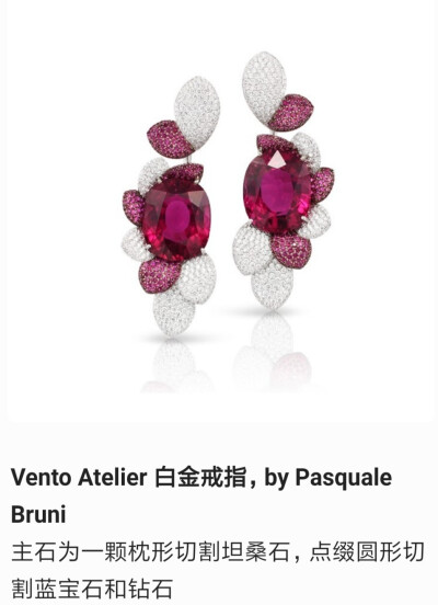 意大利珠宝商 Pasquale Bruni 刚刚推出「Atelier Vento」系列的新一季作品，依然从米兰的私人花园中汲取灵感。新作以大颗粒粉色碧玺、坦桑石、摩根石等彩色宝石为主石，搭配钻石密镶的花叶，展现盎然的生命力。