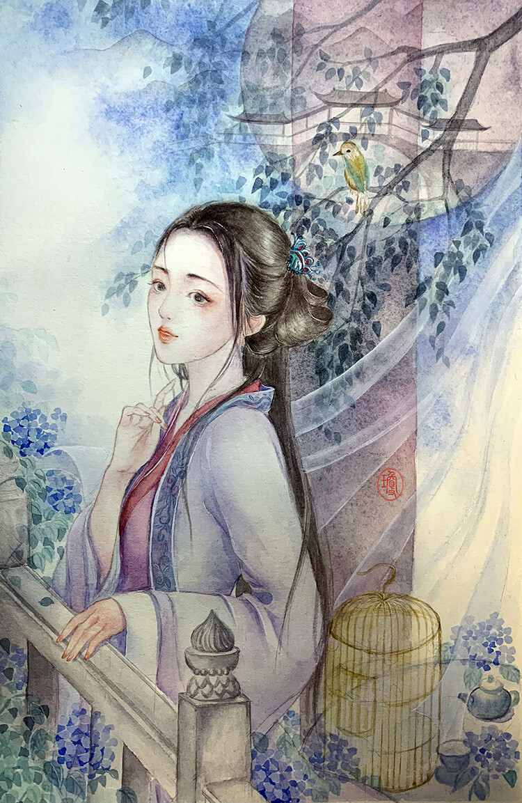 【水彩古风美人】作者：VC琼琼 涂鸦.王国