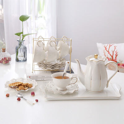 英式陶瓷咖啡具家用欧式金边咖啡杯花茶杯创意简约下午茶茶具套装