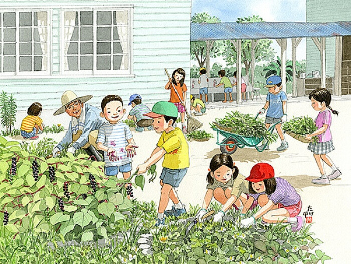 他笔下的日本生活非常贴近真实的生活情景，而且，你是不是也在这些画作中发现了自己的童年？