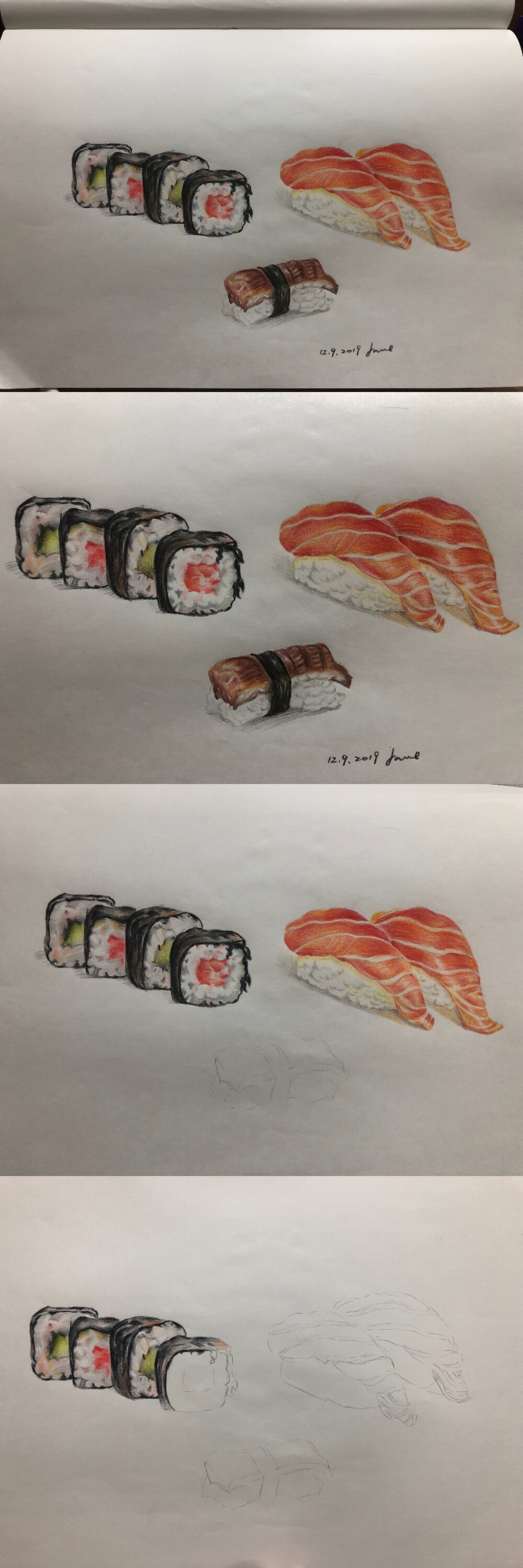 寿司彩铅临摹