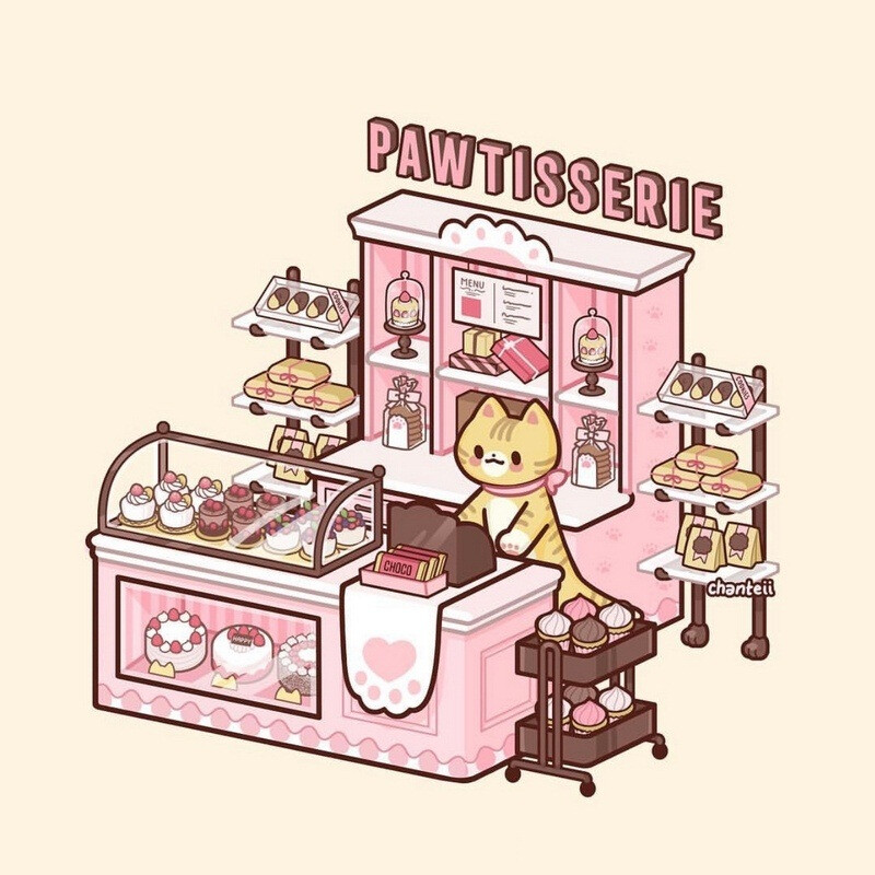 猫咪小店 插画 By_chanteii