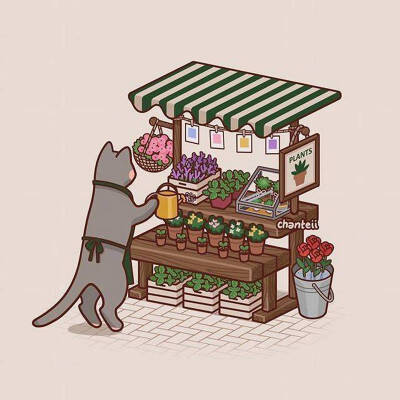 猫咪小店 插画 By_chanteii