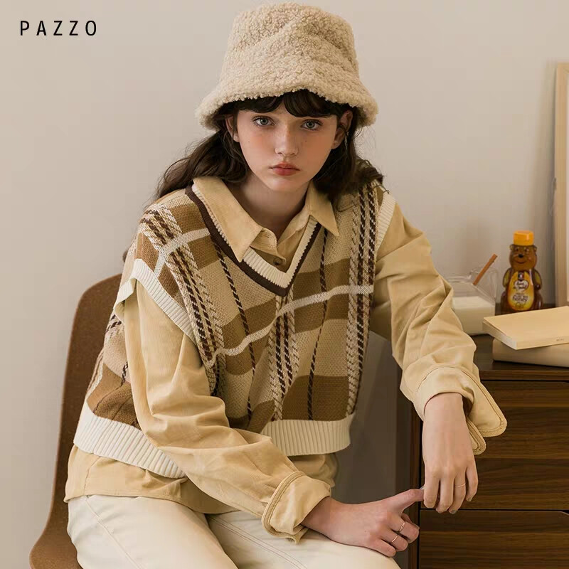 PAZZO│PAZZO│SWEET P40006882 BUTTER奶油花生酱V领针织背心