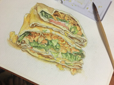 画水彩的柚子
日常水彩作品 煎饼果子