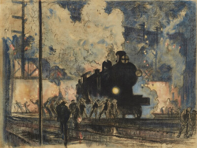 蒸汽火车（by Frank William Brangwyn）