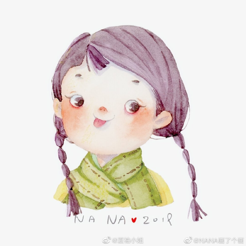 少女水彩头像，作者:NANA画了个画
