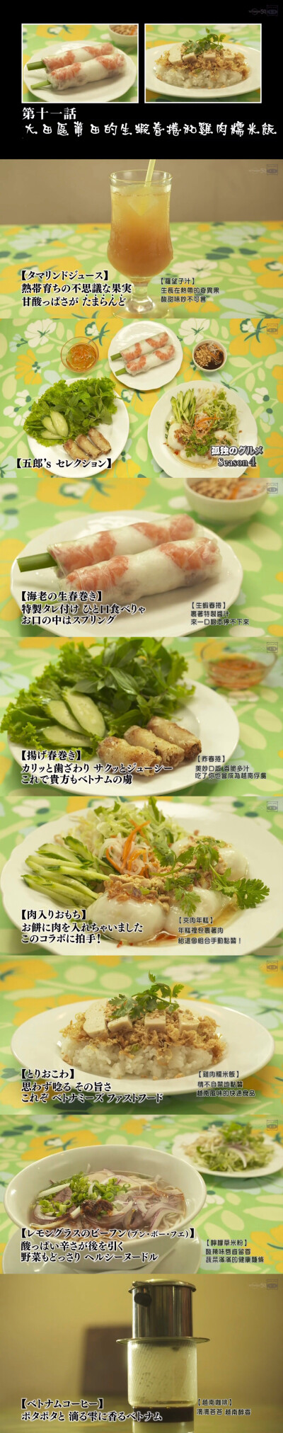 孤独的美食家season4
11 越南料理 生虾春卷 鸡肉糯米饭