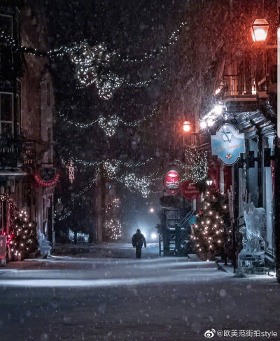 圣诞时节魁北克小镇的雪景 让人想起鬼怪夫妇啊 ​