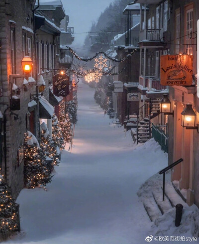 圣诞时节魁北克小镇的雪景 让人想起鬼怪夫妇啊 ​