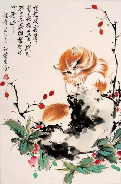 猫咪 国画 孙菊生作品欣赏