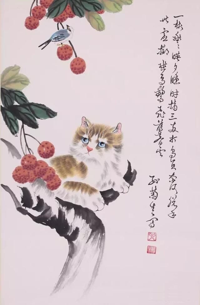 猫咪 国画 孙菊生作品欣赏