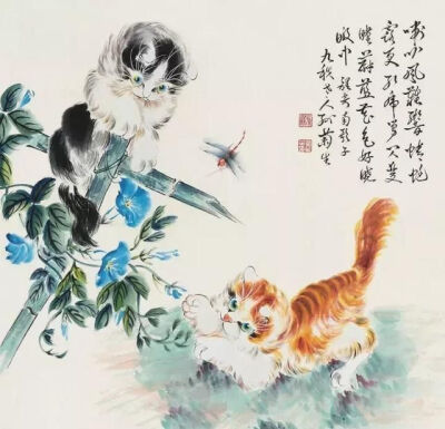 猫咪 国画 孙菊生作品欣赏