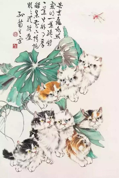 猫咪 国画 孙菊生作品欣赏