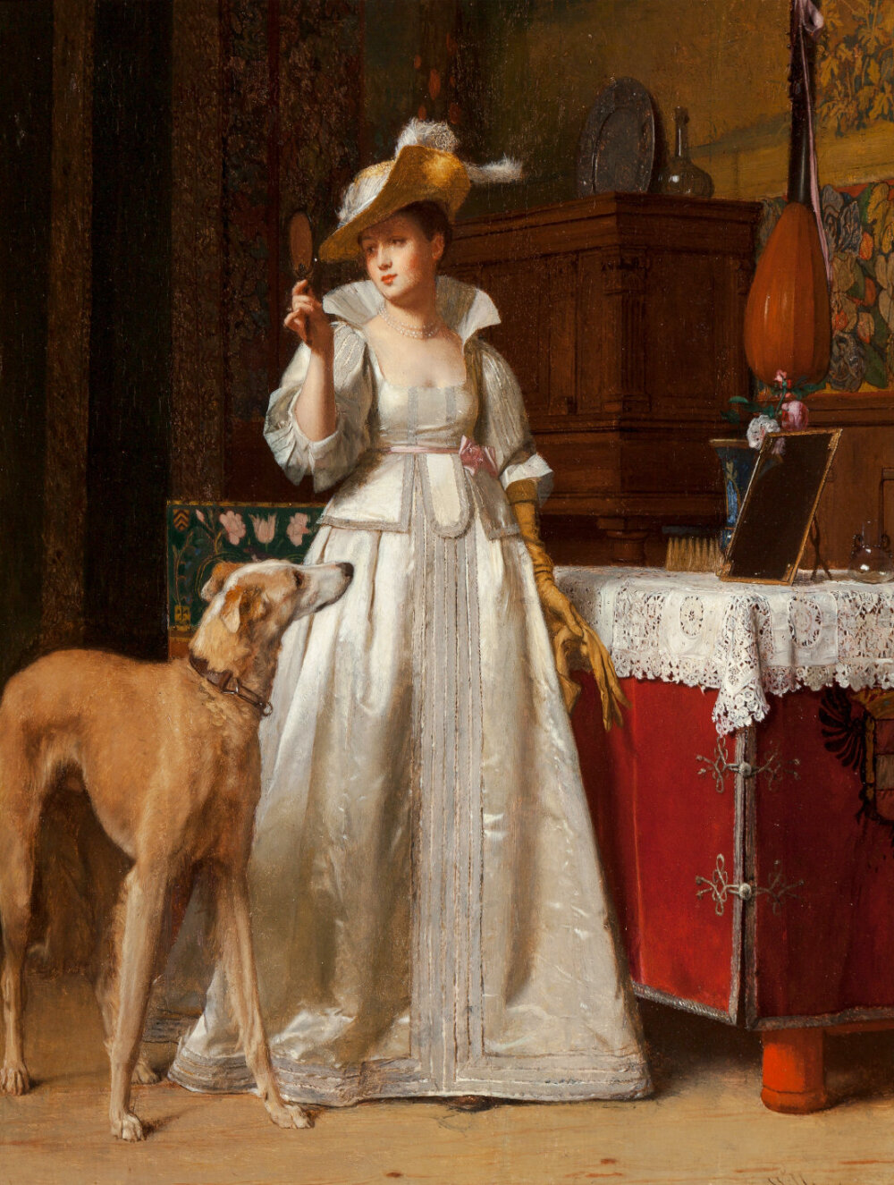 比利时肖像画家Florent Joseph Marie Willems笔下的贵族少女