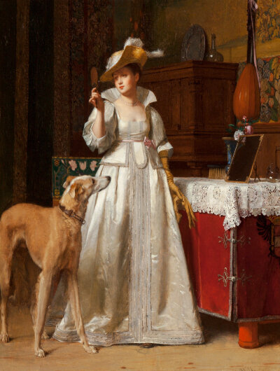 比利时肖像画家Florent Joseph Marie Willems笔下的贵族少女