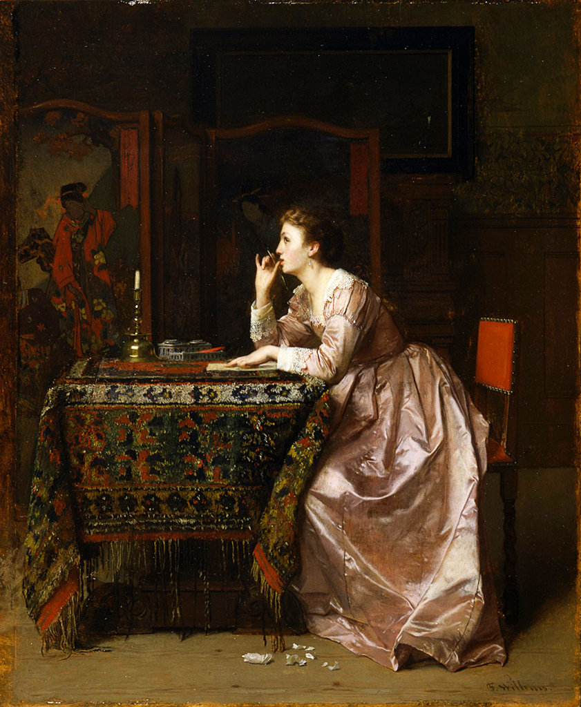 比利时肖像画家Florent Joseph Marie Willems笔下的贵族少女