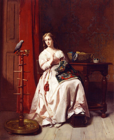 比利时肖像画家Florent Joseph Marie Willems笔下的贵族少女