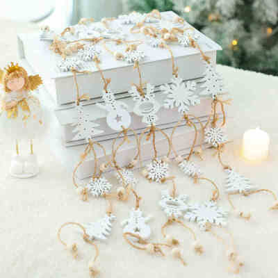 圣诞树装饰挂饰吊饰木质白色挂件北欧风圣诞节装饰饰品创意2019