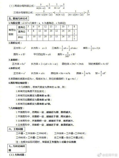 公务员考试行测中的公式大全
必须要掌握的公式都在这里了