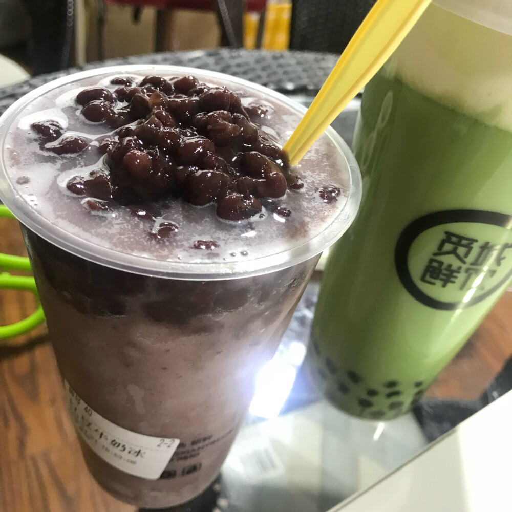 食堂 红豆牛奶冰 抹茶